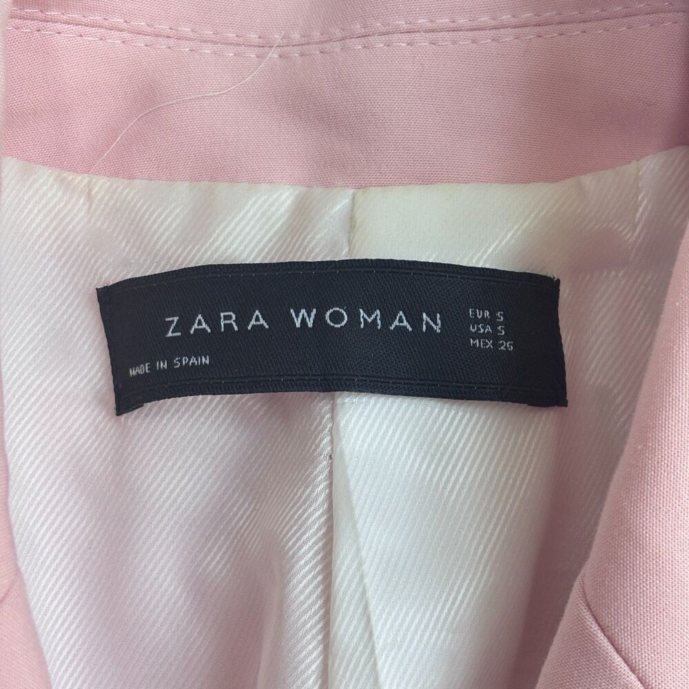 Zara Blazer Jacket Womens S Light Pink Pastel Office Easter Preppy Career Spring - Picture 4 of 9